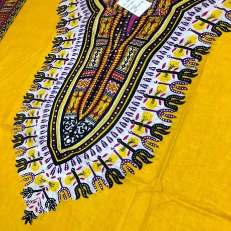薄手素材　Gold　ユニセックス　男女兼用　ダシキ　Dashiki　半袖シャツ　アフリカンプリント　民族衣装　 ヒッピー　hiphop