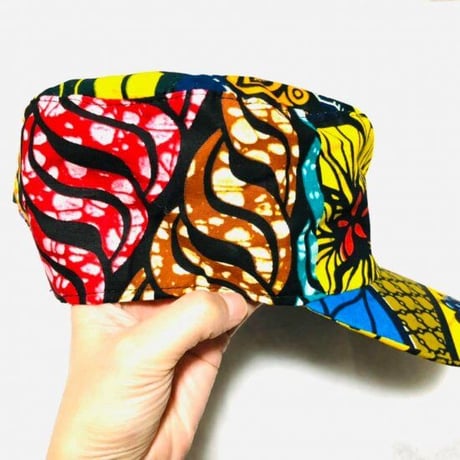 アフリカンプリント　ミリタリーキャップ　パーニュ　キテンゲ　キャップ　ハット　帽子　African print cap