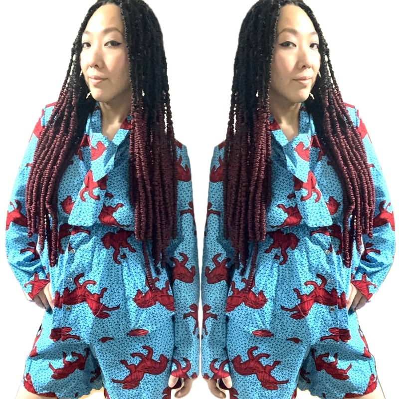 Made in Africa Ghana アフリカンプリント 馬柄 セットアップ 