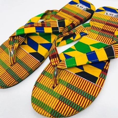 【27-27.5cm】Made in Ghana　ケンテ　サンダル　Kente african print sandals