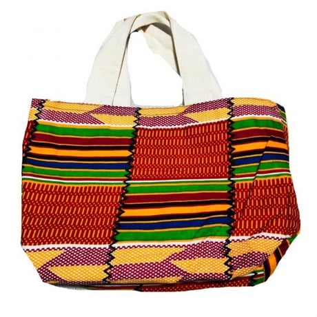 アフリカンプリント　アフリカ布　ケンテ　ハンドバッグ　セカンドトートバッグ　African print bag Kente