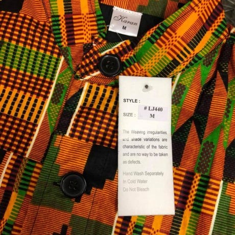アフリカンプリント　ケンテ　クルタ　長袖　ジャケット　羽織り　Africa Kente Open Kurta