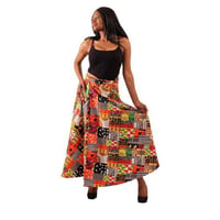アフリカンプリント　パッチワークプリント　ラップスカート　巻きスカート　紐結び　スカート　Africa Patchwork print skirt