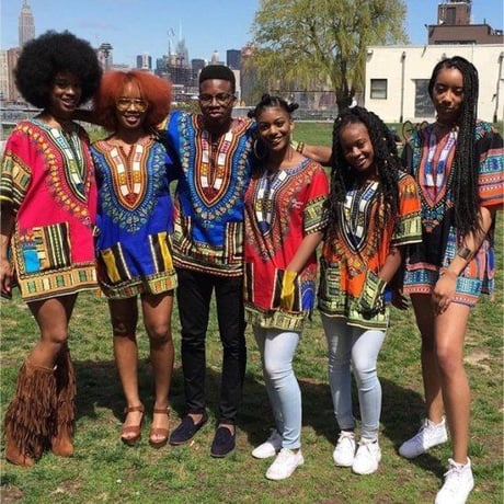 パープル　ユニセックス　男女兼用　ダシキ　Dashiki　半袖シャツ　アフリカンプリント　民族衣装　 ヒッピー　hiphop