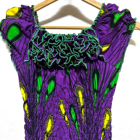 USED SALE !!!  フリーサイズ　アフリカンプリント　オフショルダー　ジャンプスーツ　African Print Jumpsuits