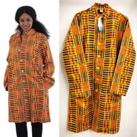 アフリカンプリント　ケンテ　クルタ　長袖　ジャケット　羽織り　Africa Kente Open Kurta