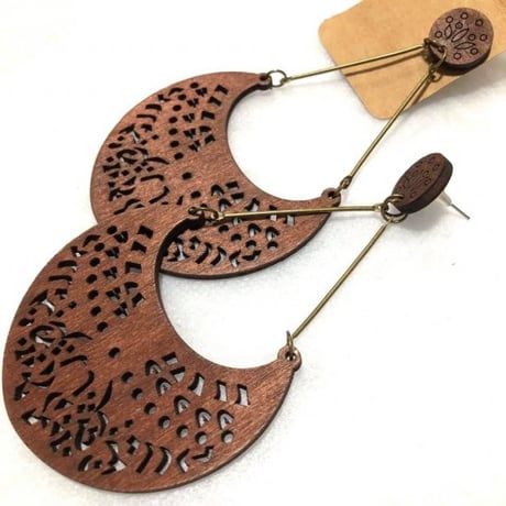 エスニック　インポート　ウッド　デザインピアス　African wood