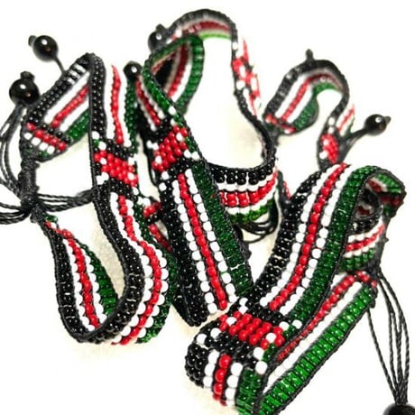 送料無料！Made in Kenya　アフリカ　ケニア　国旗　レゲエ　ビーズ　ハンドメイド　ブレスレット　ビーズブレスレット　Africa Kenya Bead bracelet
