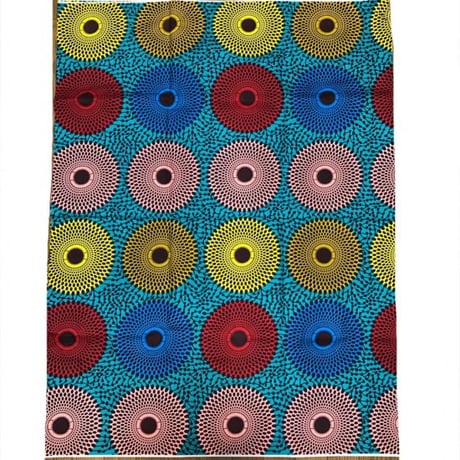 《商品説明をお読み下さい》ポリエステル素材　アフリカ布　布　ハンドメイド　パーニュ　キテンゲ　アフリカンバティック　アフリカンプリント布　サークル　アイ柄