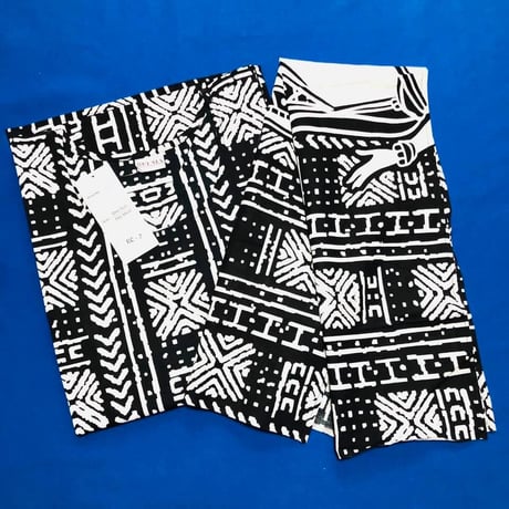 2色　Mud print　アフリカンプリント　カフタン　ワンピース　ヘッドラップ付き　Africa woman printing Kaftan 05