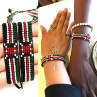 送料無料！Made in Kenya　アフリカ　ケニア　国旗　レゲエ　ビーズ　ハンドメイド　ブレスレット　ビーズブレスレット　Africa Kenya Bead bracelet