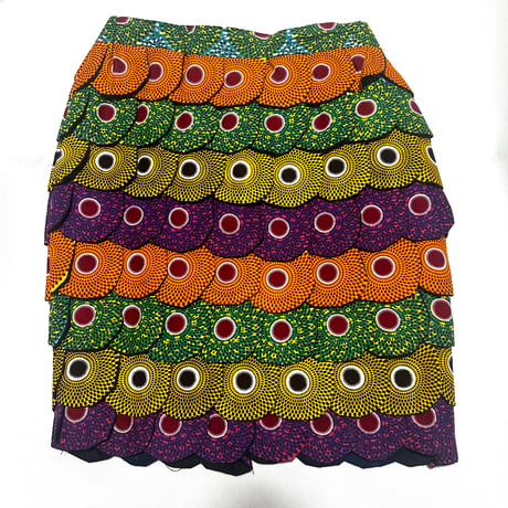 アフリカンプリント　アイ柄　カラフル　スカート　African print skirt