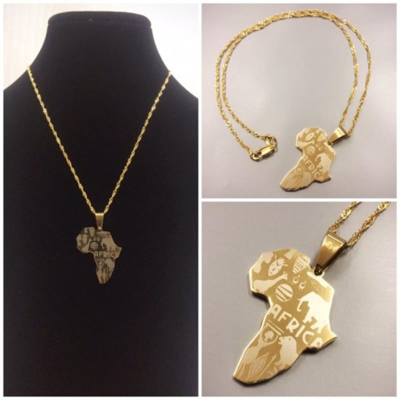 アフリカ アフリカ大陸 ゴールドネックレス ネックレス hiphop