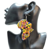 ケンテ　アフリカ　アフリカ大陸　木製　ウッドピアス　Africa African Map Kente