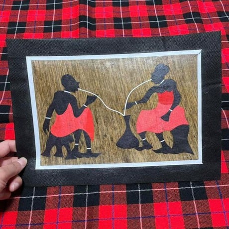 Made in Kenya　アフリカ　バナナの皮　ハンドメイド　動物　村　アート　ケニア　インテリア