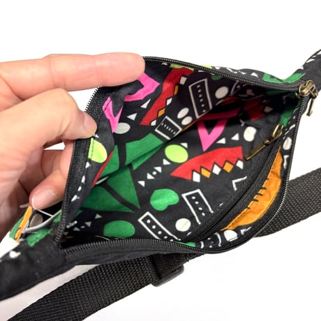アフリカンプリント　アフリカ布　ハンドメイド　ポシェット　ウエストポーチ　African print porch Bag