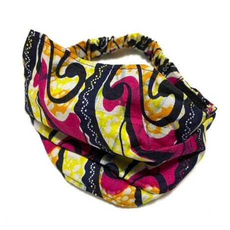 アフリカンプリント　アフリカ布　パーニュ　キテンゲ　幅広　ヘアバンド　African print Head wrap
