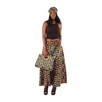 ヘッドラップ付き　アフリカンプリント　幾何学模様　パラッツォ　パンツ　バッグ　セット　African print Palazzo pant and Bag