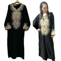USED 刺繍入り　ゴールド×ブラック　アフリカンドレス　African dress wovin Congo