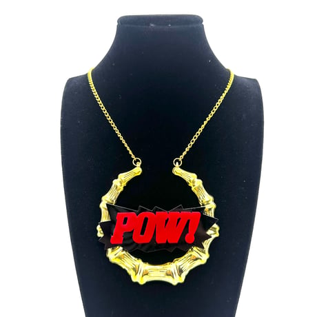 在庫処分SALE　ピンク　ブルー　レッド　バンブー　POW!　ネックレス　ヒップホップ　90年代　90’s hiphop Bling Bling