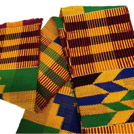 Made in Ghana 手織り　織物　エクストラロング　アフリカ　ケンテ　サッシ　飾り　インテリア　帯　Africa Kente