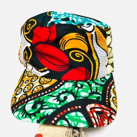 アフリカンプリント　ミリタリーキャップ　パーニュ　キテンゲ　キャップ　ハット　帽子　African print cap