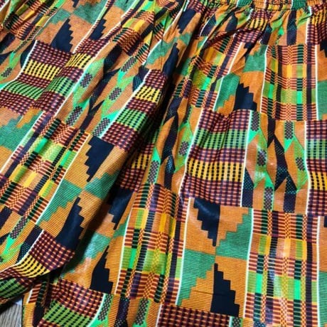 アフリカンプリント　ケンテ　エラスティック　ハーレム　パンツ　ヘッドラップ付　Africa Kente Elastic Harem pants