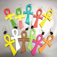 ウッド　木製　アフリカ　アフリカン　エジプト　Egypt　アンク　Ankh　ピアス