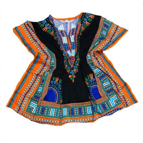 Elastic Dashiki Black　ダシキ　半袖シャツ　アフリカ　アフリカン　民族衣装　 ヒッピー　hiphop