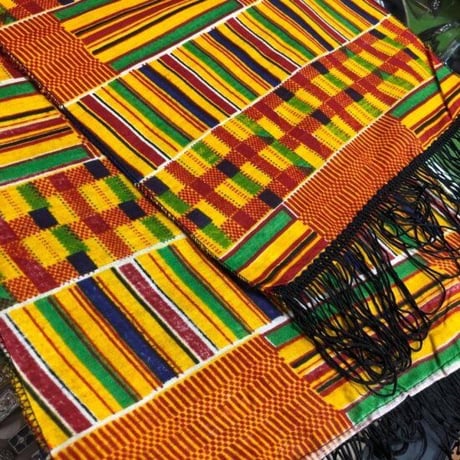 アフリカンプリント　ケンテ　スカーフ　インテリア　African print Kente Scarf