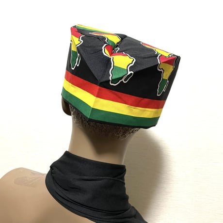 アフリカンプリント　アフリカ大陸　パーニュ　キテンゲ　キャップ　ハット　帽子　African print Kufi Hat C-H117