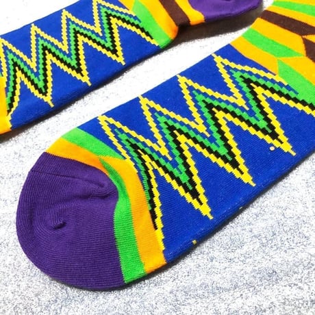 アフリカンプリント　ケンテ　靴下　ソックス　African print kente socks