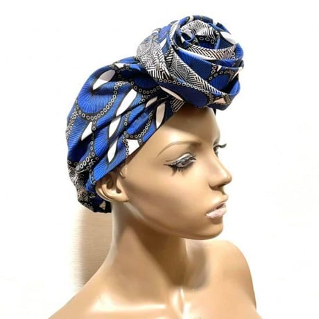 アフリカンプリント　らくらくターバン　ターバン帽子　ヘッドラップ　African print Head wrap