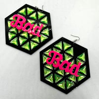 訳あり　在庫処分SALE　Bad　グリーン×ピンク　ピアス　ヒップホップ　90年代　90’s hiphop Bling Bling