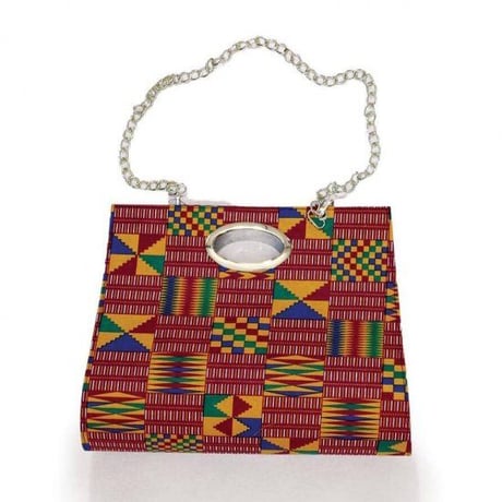 2way　ケンテ　アフリカンプリント　チェーン　ハンドバッグ　ビッグサイズ　African print Kente bag