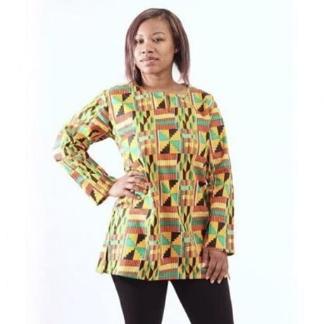 アフリカンプリント　ケンテ　長袖　ダシキ　Africa Kente Dashiki #2