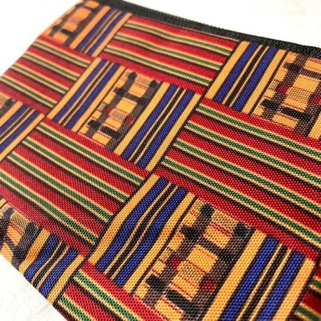 アフリカンプリント　ケンテ　エスニック　総柄　ミニポーチ　African print Kente