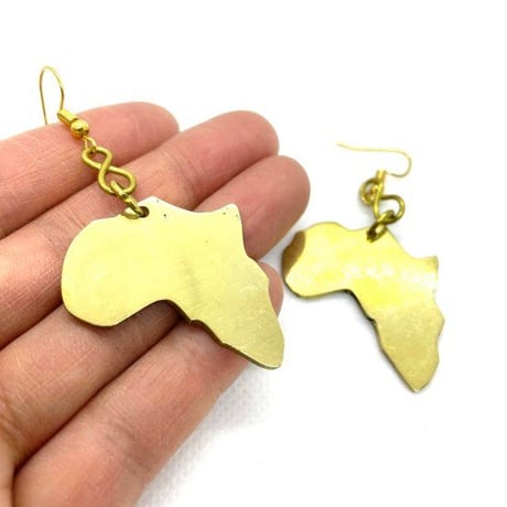 Made in Kenya　アフリカ　ケニア　真鍮　アフリカ大陸　ピアス　Africa Solid Brass Earrings