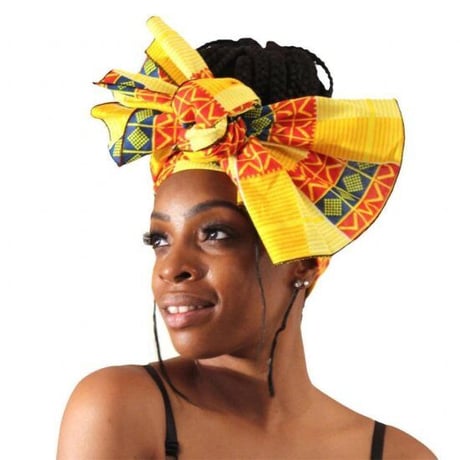アフリカンプリント　ケンテ　アフリカ布　ヘッドラップ　ターバン　African print Head wrap kente
