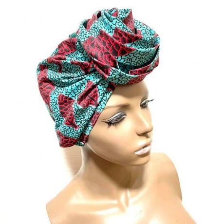アフリカンプリント　らくらくターバン　ターバン帽子　ヘッドラップ　African print Head wrap
