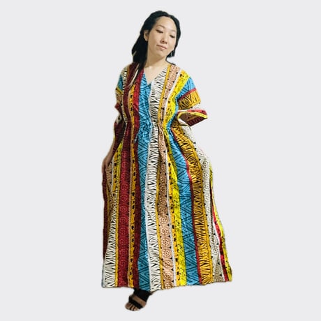 アフリカンプリント　カフタン　ワンピース　Africa Kaftan