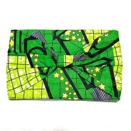 アフリカンプリント　アフリカ布　マグネットボタン　ハンドメイド　リボン　クラッチバッグ　African print ribbon clutch bag