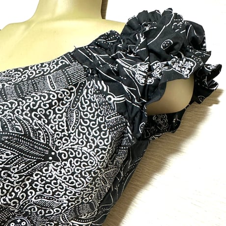 USED Made in Africa Congo アフリカンプリント　ブラック　ドレス　セットアップ　African print dress