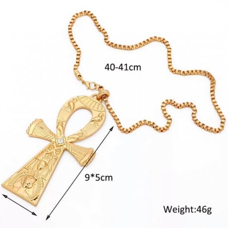 ビッグサイズ　アフリカ　エジプト　Egypt　アンク　Ankh　ゴールド　ネックレス　hiphop