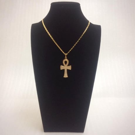 18KGP　アフリカ　エジプト　Egypt　アンク　Ankh　ゴールド　シルバー　ジルコニア　ネックレス　18K Gold Plated