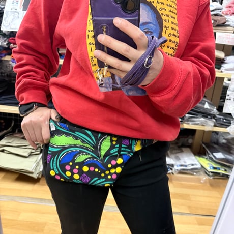 アフリカンプリント　アフリカ布　ハンドメイド　ポシェット　ウエストポーチ　African print porch Bag