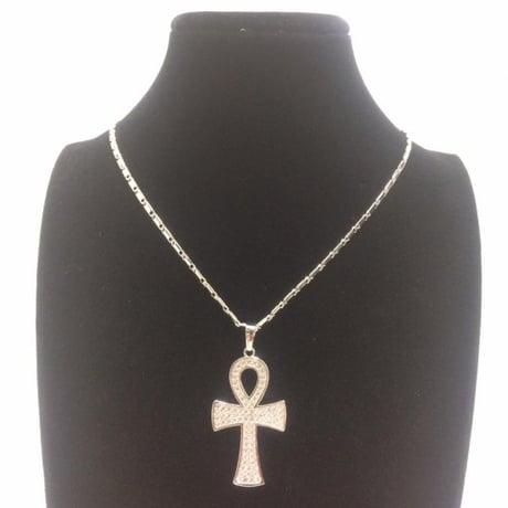 18KGP　アフリカ　エジプト　Egypt　アンク　Ankh　ゴールド　シルバー　ジルコニア　ネックレス　18K Gold Plated