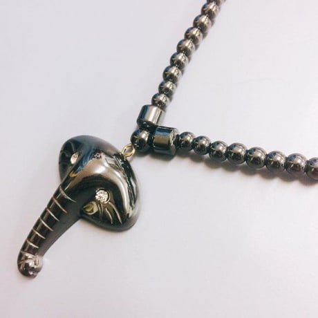 Made in Kenya　アフリカ　ケニア　ヘマタイト　天然石　パワーストーン　象　ハンドメイド　ネックレス