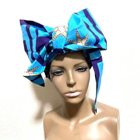 アフリカンプリント　ターバンヘアバンド　クロス　ヘッドラップ　ヘアバンド　African print Head wrap