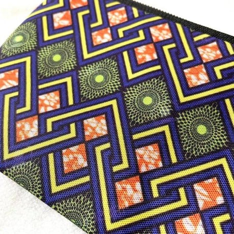 アフリカンプリント　ケンテ　エスニック　総柄　ミニポーチ　African print Kente